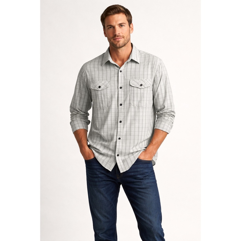 Howler Brothers Mens Plaid Long Sleeve Button Up Shirt XL Gray‎ Blue White